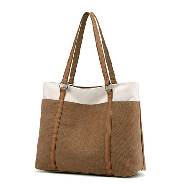 Carrying Shoulder Bags Casual Canvas Handbag for Beach Travel Computer School Office Womens Large Laptop Tote Bag 